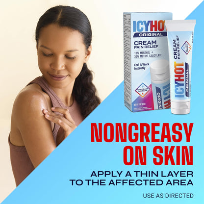 Icy Hot Original Pain Relief Cream, Fast-Acting Pain Relief with Menthol 10% and Methyl Salicylate 30%, Ice and Heat Contrast Therapy for Backaches, Joints, Muscle Strains and Arthritis, 3 oz - dailyvitalstore