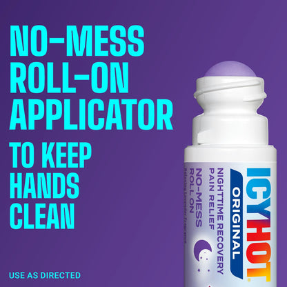 Icy Hot Original Pain Relief Nighttime Recovery No-Mess Roll-On Applicator, Fast-Acting Pain Relief with Menthol 8% for Backaches, Joints, Muscle Strains and Arthritis, Lavender Scent, 2 oz - dailyvitalstore