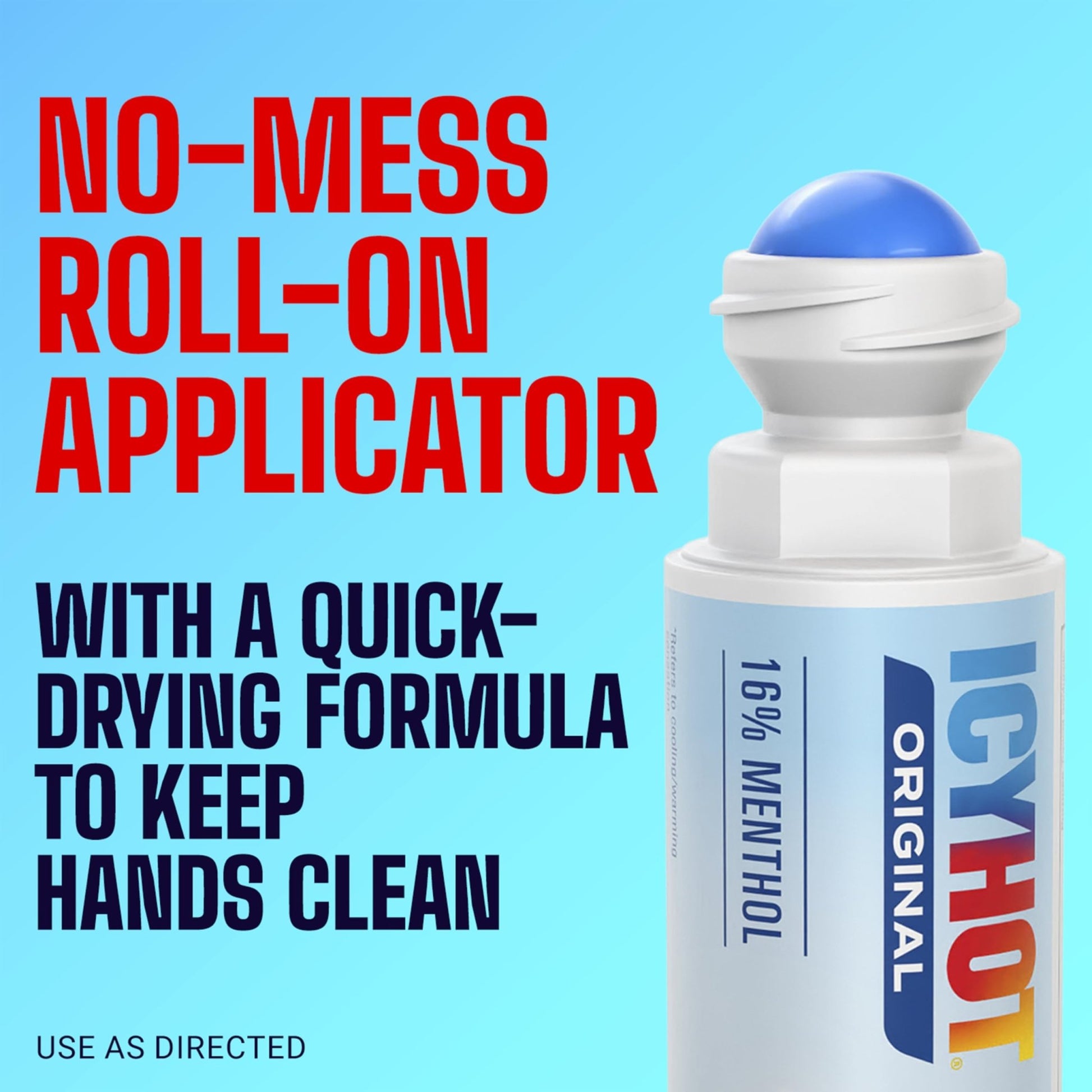 Icy Hot Original Pain Relief No-Mess Roll-On Applicator, Fast-Acting Pain Relief with Max Strength Menthol 16%, Contrast Therapy for Backaches, Joints, Muscle Strains and Arthritis, 2.5 oz - dailyvitalstore