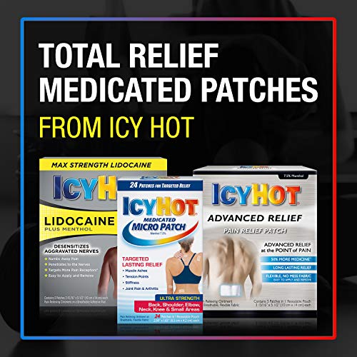 Icy Hot Original Pain Relief Patch, Large Size Comfortable Fabric Patches with Menthol 5%, Ice and Heat Contrast Therapy for Backaches, Joints, Muscle Strains and Arthritis, 5 ct. - dailyvitalstore