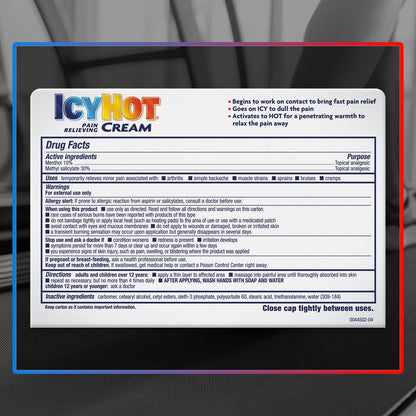 ICY HOT Pain Relieving Cream Extra Strength 3 oz ( Packs of 4) - dailyvitalstore