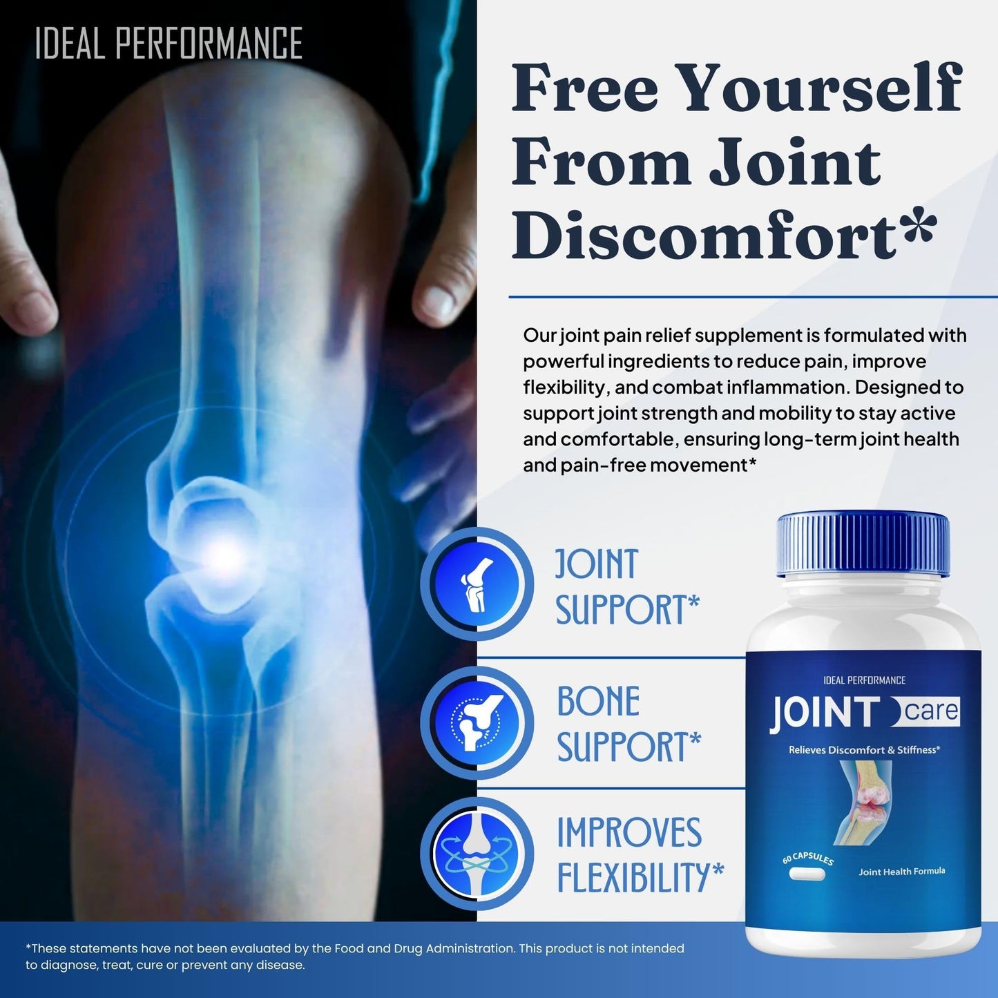 IDEAL PERFORMANCE Joint Care Support Capsules, JointCare Supplement Pills All Natural Formula to Fortify Bones & Bolster Flexibility - Maximum Strength, Joint Care Support Reviews (5 Pack) - dailyvitalstore