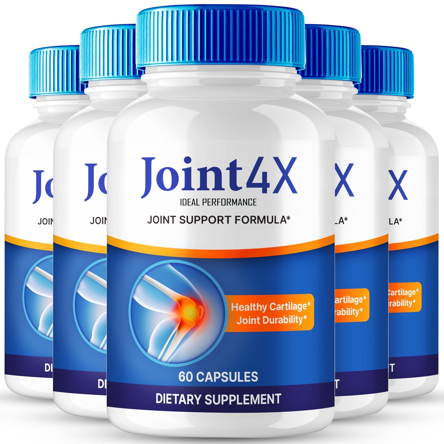 IDEAL PERFORMANCE Joint4X Joint Support Capsules, Official Joint-4X Supplement Pills, All-Natural Formula to Fortify Bones and Bolster Flexibility - Maximum Strength, Joint 4X Pills Reviews (5 Pack) - dailyvitalstore