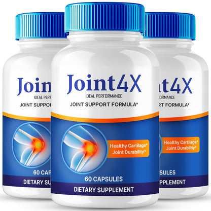 IDEAL PERFORMANCE Joint4X Joint Support Capsules, Official Joint-4X Supplement Pills, All-Natural Formula to Fortify Bones and Bolster Flexibility - Maximum Strength, Joint 4X Pills Reviews (3 Pack) - dailyvitalstore