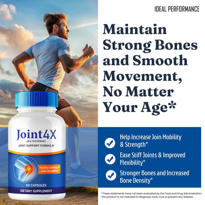 IDEAL PERFORMANCE Joint4X Joint Support Capsules, Official Joint-4X Supplement Pills, All-Natural Formula to Fortify Bones and Bolster Flexibility - Maximum Strength, Joint 4X Pills Reviews (2 Pack) - dailyvitalstore