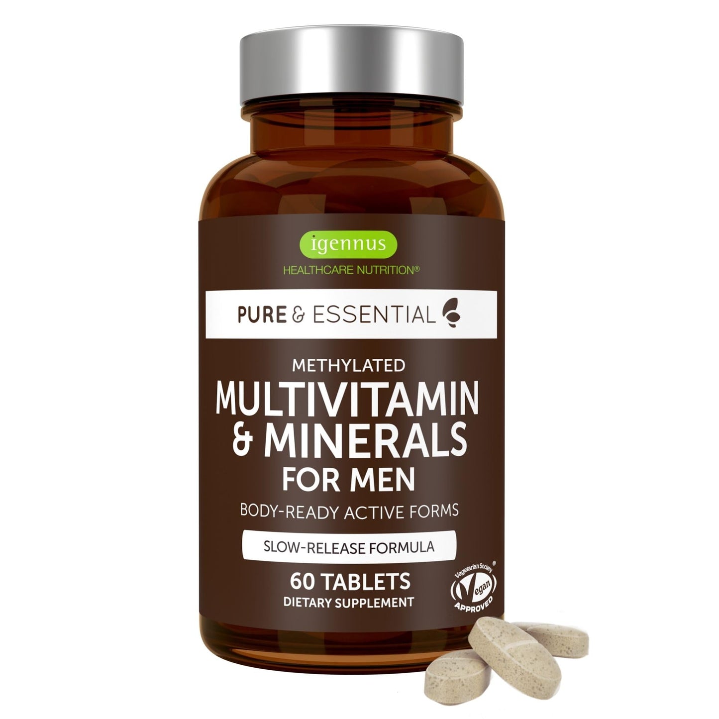Igennus Methylated Men's Multivitamin with 22 Actives, Added Lycopene for Antioxidant Support, High Potency B12, Sustained Release, - dailyvitalstore