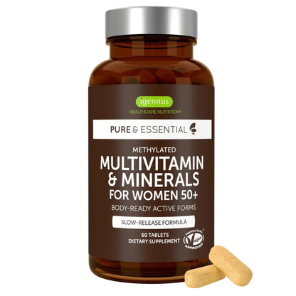 Igennus Methylated Women's 50+ Multivitamin with Calcium & Magnesium, Pure & Clean, All-Day Nutrient Delivery with High-Strength B-Vitamins - dailyvitalstore