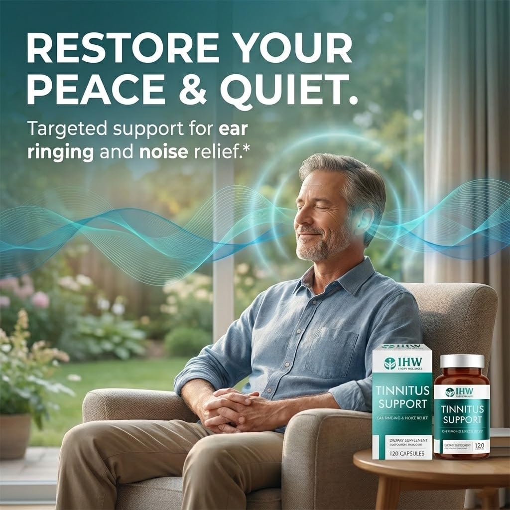 IHW Tinnitus Relief for Ringing Ears, 1200mg Tinnitus Relief Supplement, 120 Capsules, with Vitamin B Complex & C, Reduces Ringing in Ears, Promotes Hearing Wellness & Comfort - dailyvitalstore