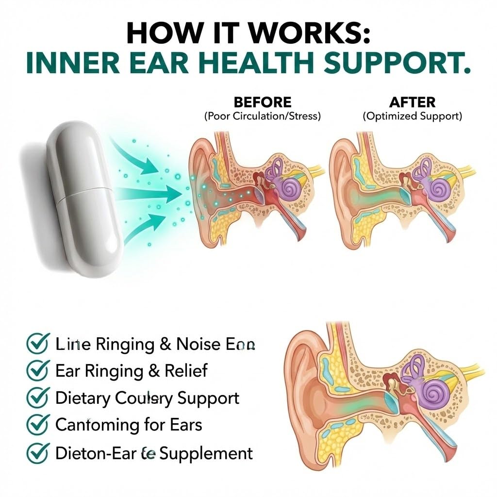 IHW Tinnitus Relief for Ringing Ears, 1200mg Tinnitus Relief Supplement, 120 Capsules, with Vitamin B Complex & C, Reduces Ringing in Ears, Promotes Hearing Wellness & Comfort - dailyvitalstore