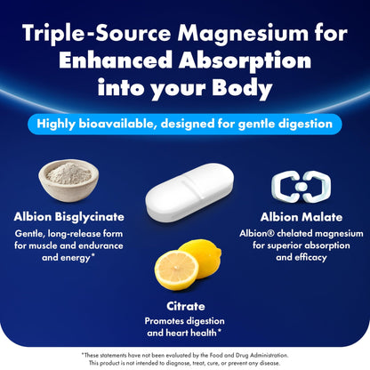 ILIVA Magnesium Glycinate 400mg -Triple Magnesium Complex (Glycinate+Malate+Citrate) - Chelated High Absorption Tablets for Sleep Support, Muscle Recovery, Bone Health, Energy&Calm - Vegan,120 Count - dailyvitalstore