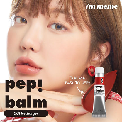 I'M MEME Lip and Cheek Tint - PepBalm 001 Recharger | Wtih Shea Butter, Gift, Liquid Blush, Travel-Friendly, Highly Pigmented, Non-Drying, Sheer Balm Gross Tint, 0.52 Oz - dailyvitalstore