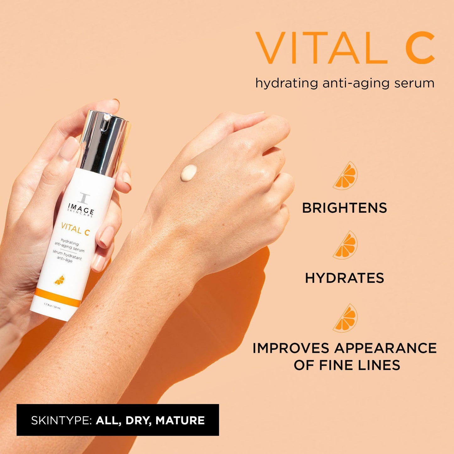 IMAGE Skincare, VITAL C Hydrating Face Serum, with Vitamin C and Hyaluronic Acid, to Brighten, Tone and Smooth Appearance of Wrinkles, 1.7 fl oz - dailyvitalstore