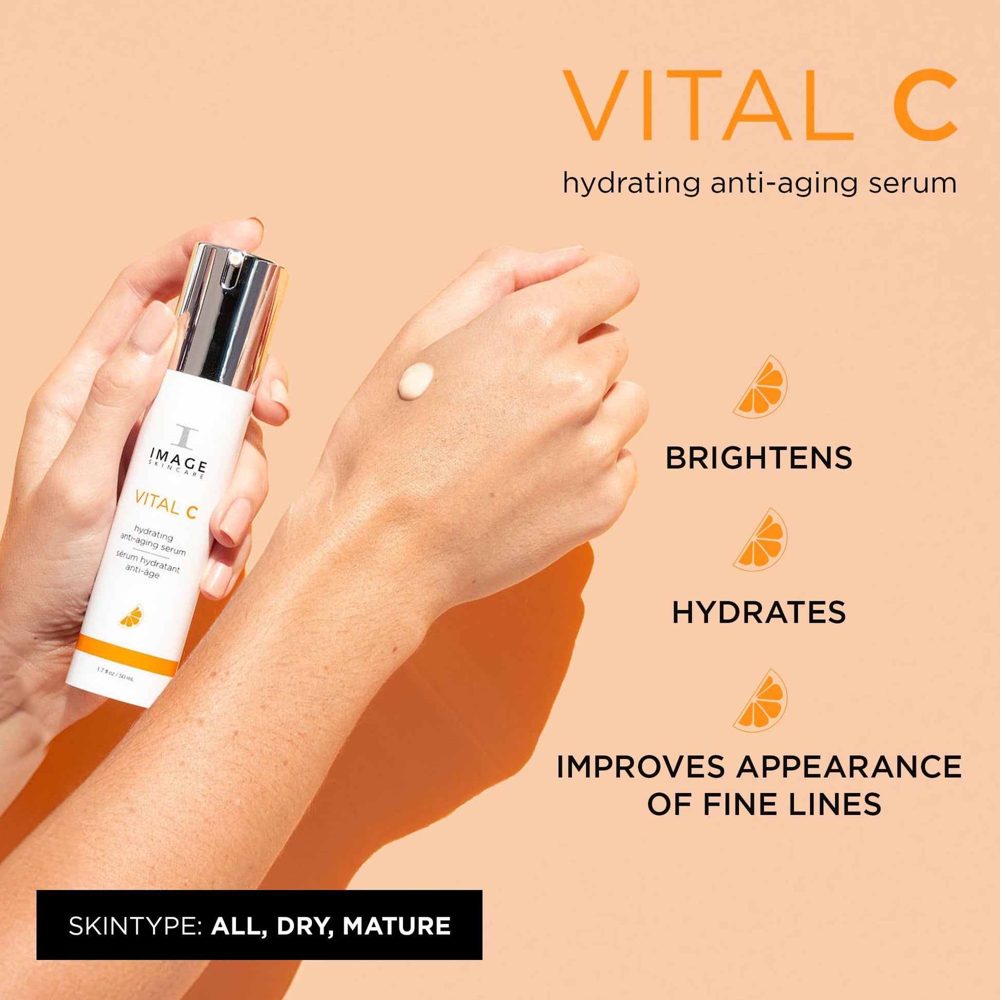 IMAGE Skincare, VITAL C Hydrating Face Serum, with Vitamin C and Hyaluronic Acid, to Brighten, Tone and Smooth Appearance of Wrinkles, 1.7 fl oz - dailyvitalstore
