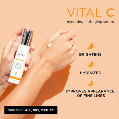 IMAGE Skincare, VITAL C Hydrating Face Serum, with Vitamin C and Hyaluronic Acid, to Brighten, Tone and Smooth Appearance of Wrinkles, 1.7 fl oz - dailyvitalstore