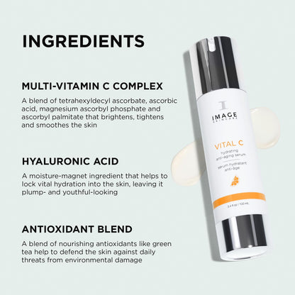 IMAGE Skincare, VITAL C Hydrating Face Serum, with Vitamin C and Hyaluronic Acid, to Brighten, Tone and Smooth Appearance of Wrinkles, 1.7 fl oz - dailyvitalstore