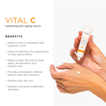 IMAGE Skincare, VITAL HYDRATION 3-Step Vitamin C Routine, Made with Hyaluronic Acid for Anti-Aging, Dry, Dull Skin, 3 Piece Skin Care Set - dailyvitalstore