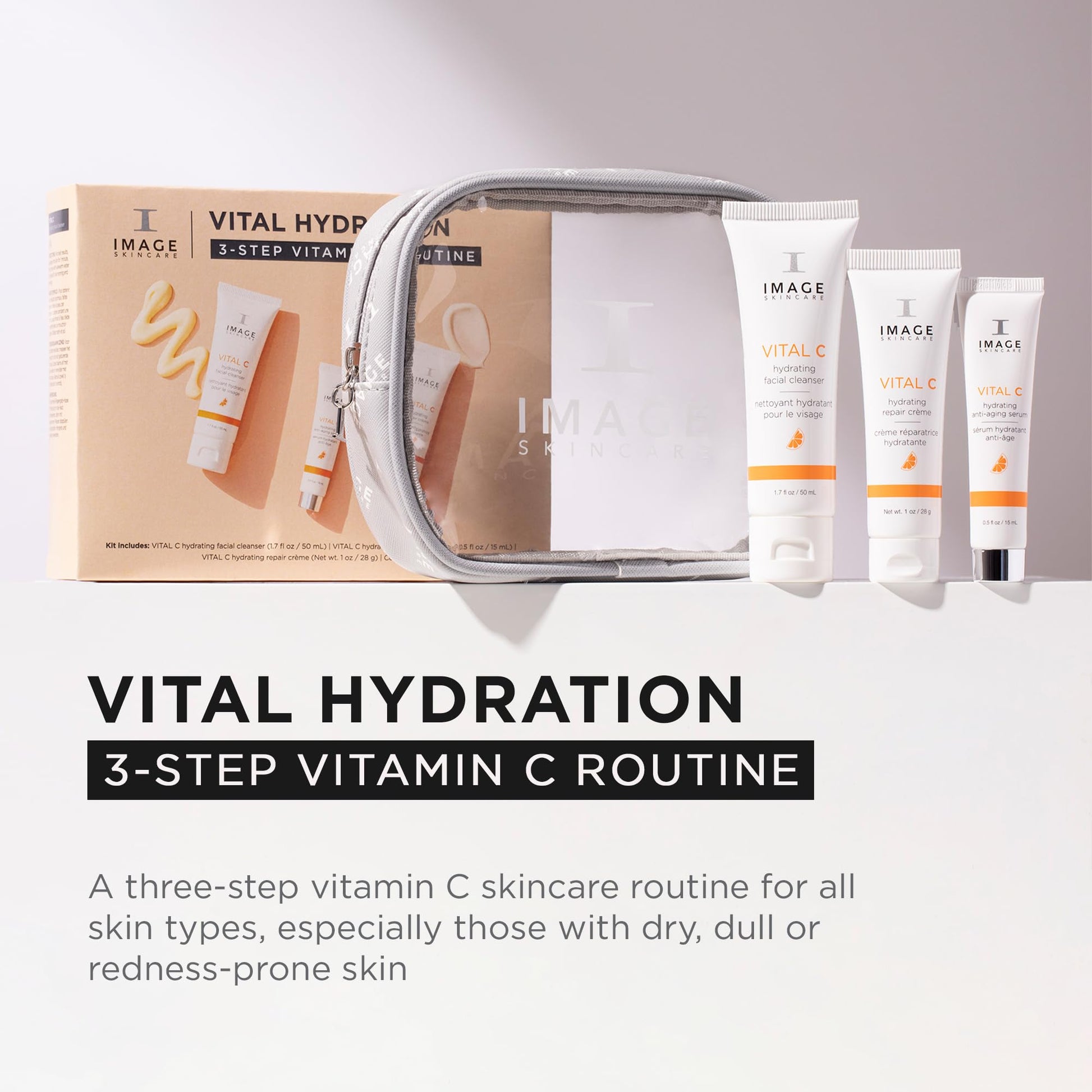 IMAGE Skincare, VITAL HYDRATION 3-Step Vitamin C Routine, Made with Hyaluronic Acid for Anti-Aging, Dry, Dull Skin, 3 Piece Skin Care Set - dailyvitalstore