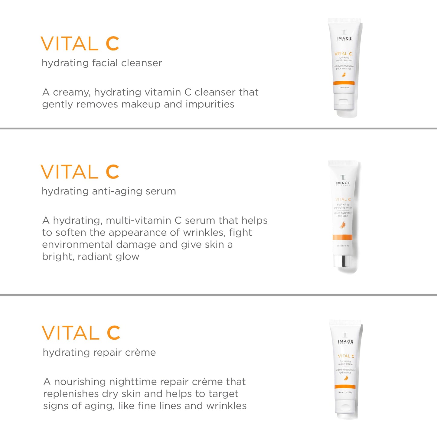 IMAGE Skincare, VITAL HYDRATION 3-Step Vitamin C Routine, Made with Hyaluronic Acid for Anti-Aging, Dry, Dull Skin, 3 Piece Skin Care Set - dailyvitalstore