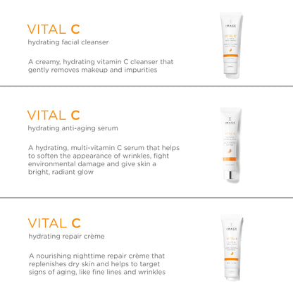 IMAGE Skincare, VITAL HYDRATION 3-Step Vitamin C Routine, Made with Hyaluronic Acid for Anti-Aging, Dry, Dull Skin, 3 Piece Skin Care Set - dailyvitalstore