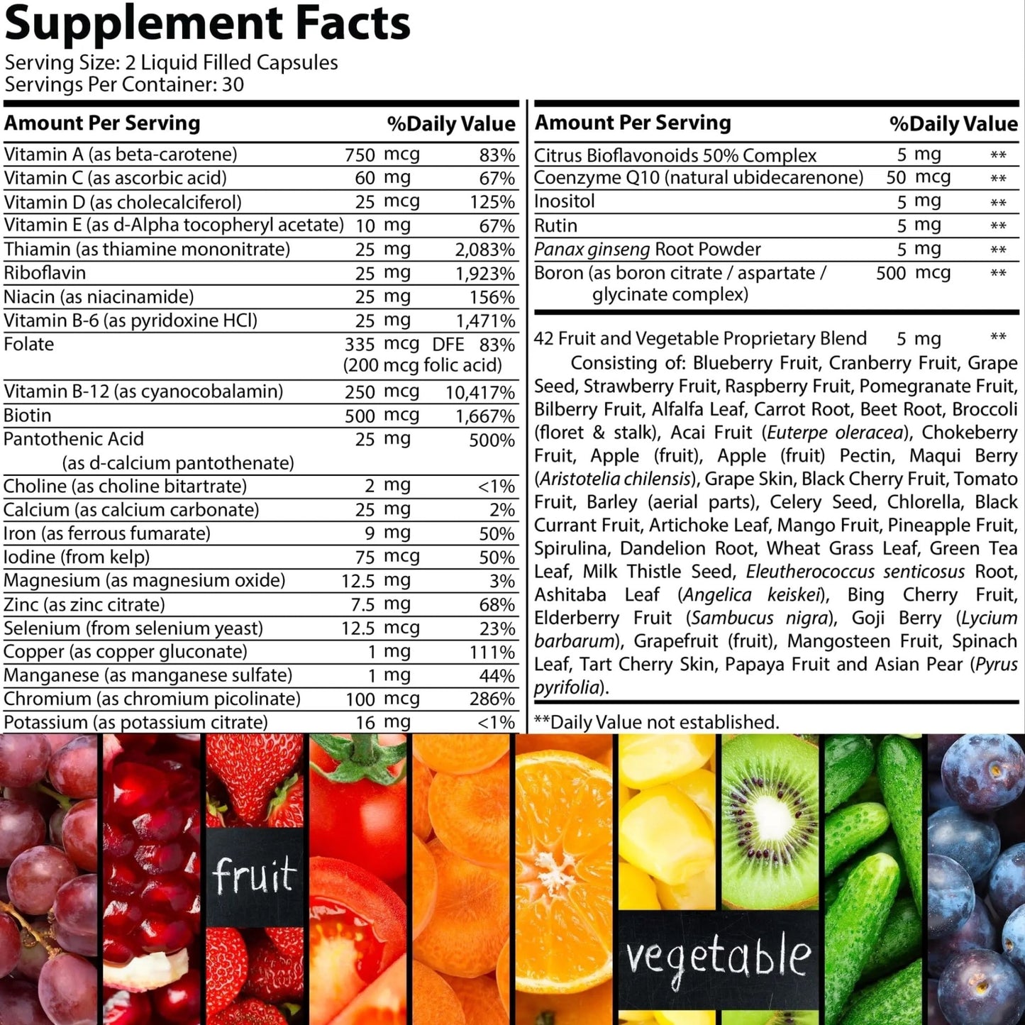Iman Vitamins Halal Complete Multivitamin Capsules for Adults Men & Women | 42 Fruit & Vegetable Blend - dailyvitalstore