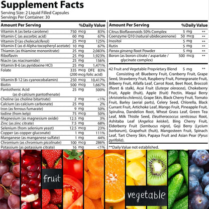 Iman Vitamins Halal Complete Multivitamin Capsules for Adults Men & Women | 42 Fruit & Vegetable Blend - dailyvitalstore