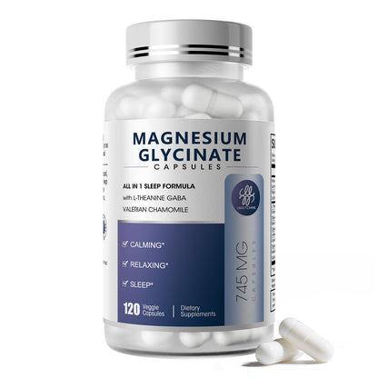 iMATCHME Magnesium Glycinate 850mg Capsules with L-Theanine, Chamomile & GABA for Sleep, Calmness, Muscle, Bone Health & Immune Support, Magnesium for Women and Men, Vegan, High-Absorption, 120 Count - dailyvitalstore