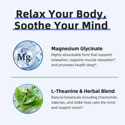 iMATCHME Magnesium Glycinate 850mg Capsules with L-Theanine, Chamomile & GABA for Sleep, Calmness, Muscle, Bone Health & Immune Support, Magnesium for Women and Men, Vegan, High-Absorption, 120 Count - dailyvitalstore