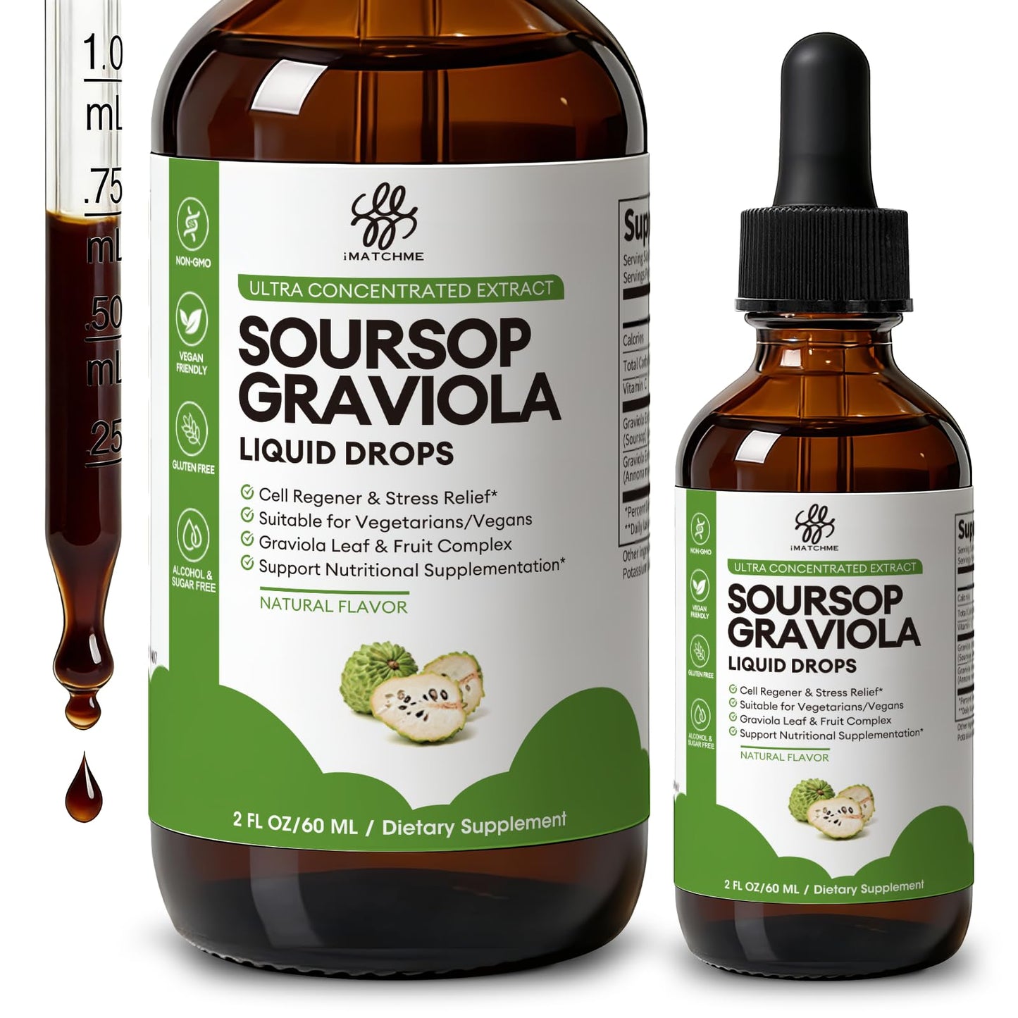 iMATCHME Soursop Graviola Liquid Drop for Cell Support & Regeneration, Immune System and Gut Health Support, Soursop Bitters Liquid - dailyvitalstore