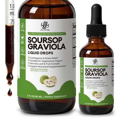 iMATCHME Soursop Graviola Liquid Drop for Cell Support & Regeneration, Immune System and Gut Health Support, Soursop Bitters Liquid - dailyvitalstore