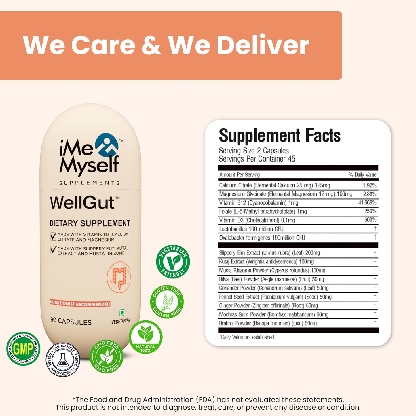iMeMyself WellGut Daily Herbal Supplement | Traditional Herbs with Minerals & Probiotics 90 Vegan Capsules - dailyvitalstore