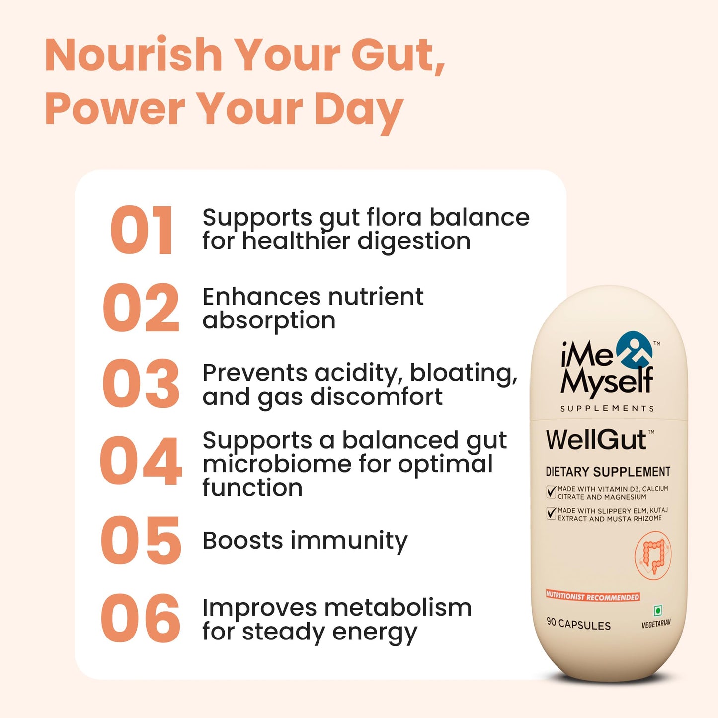 iMeMyself WellGut Daily Herbal Supplement | Traditional Herbs with Minerals & Probiotics 90 Vegan Capsules - dailyvitalstore