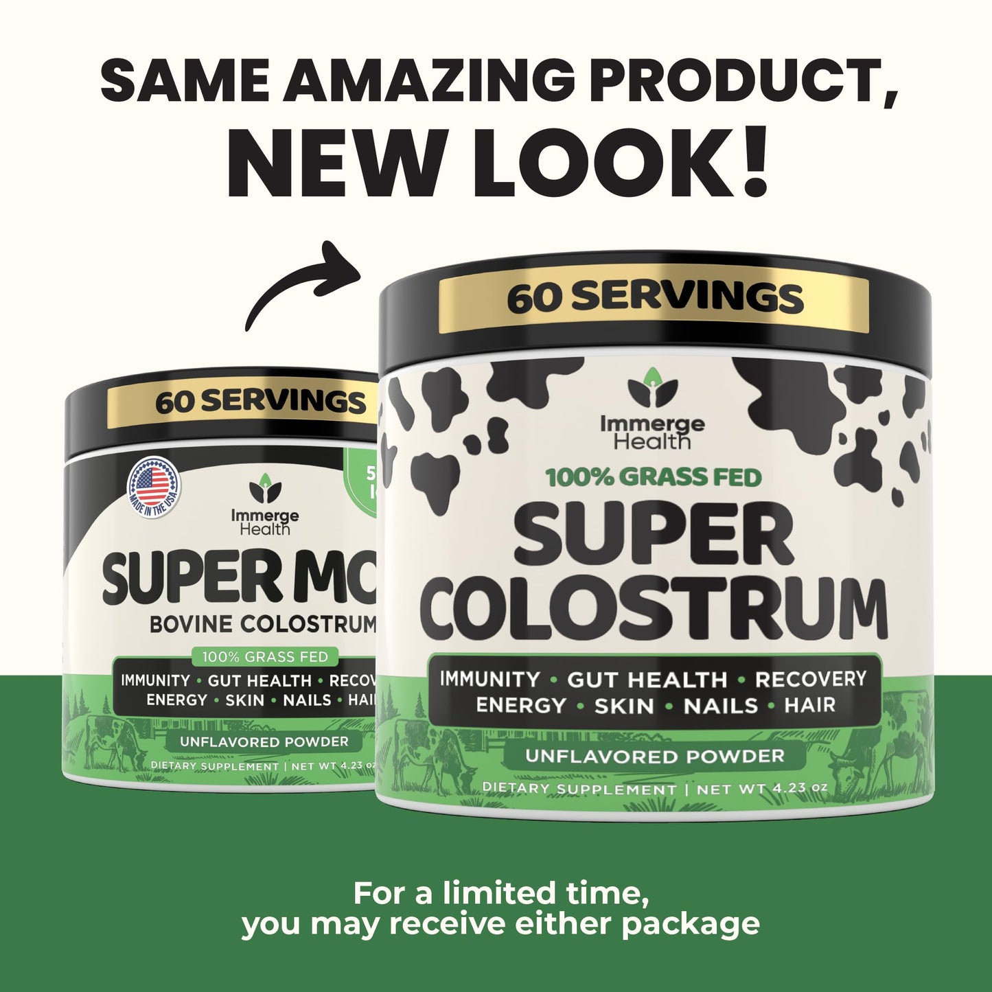 Immerge Health Super Colostrum Powder (60 Servings) – Premium Bovine Colostrum Supplement for Gut Health, Bloating & Immune Support – High IgG, 100% Grass Fed - dailyvitalstore
