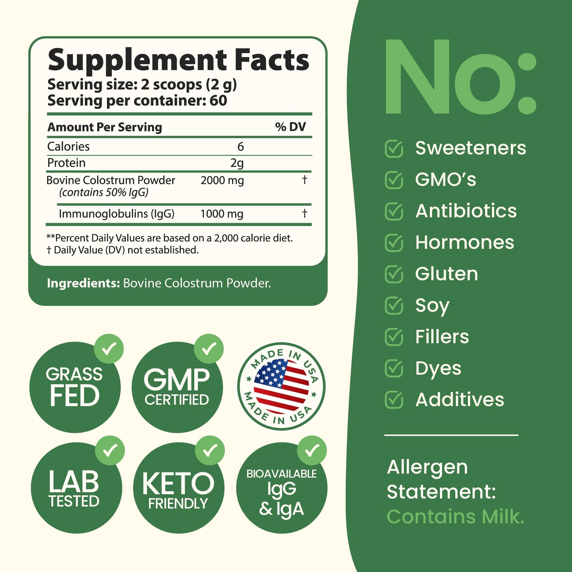 Immerge Health Super Colostrum Powder (60 Servings) – Premium Bovine Colostrum Supplement for Gut Health, Bloating & Immune Support – High IgG, 100% Grass Fed First Milking, Unflavored, Made in USA - dailyvitalstore