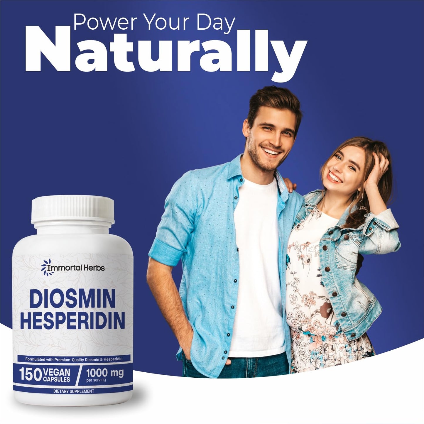 Immortal Herbs Diosmin Hesperidin 1000mg Complex, 150 Capsules, Citrus Bioflavonoids Rich Fruit Extract, 100% Vegetarian, Non-GMO & Gluten Free Diosmin Supplement with Max Strength - dailyvitalstore