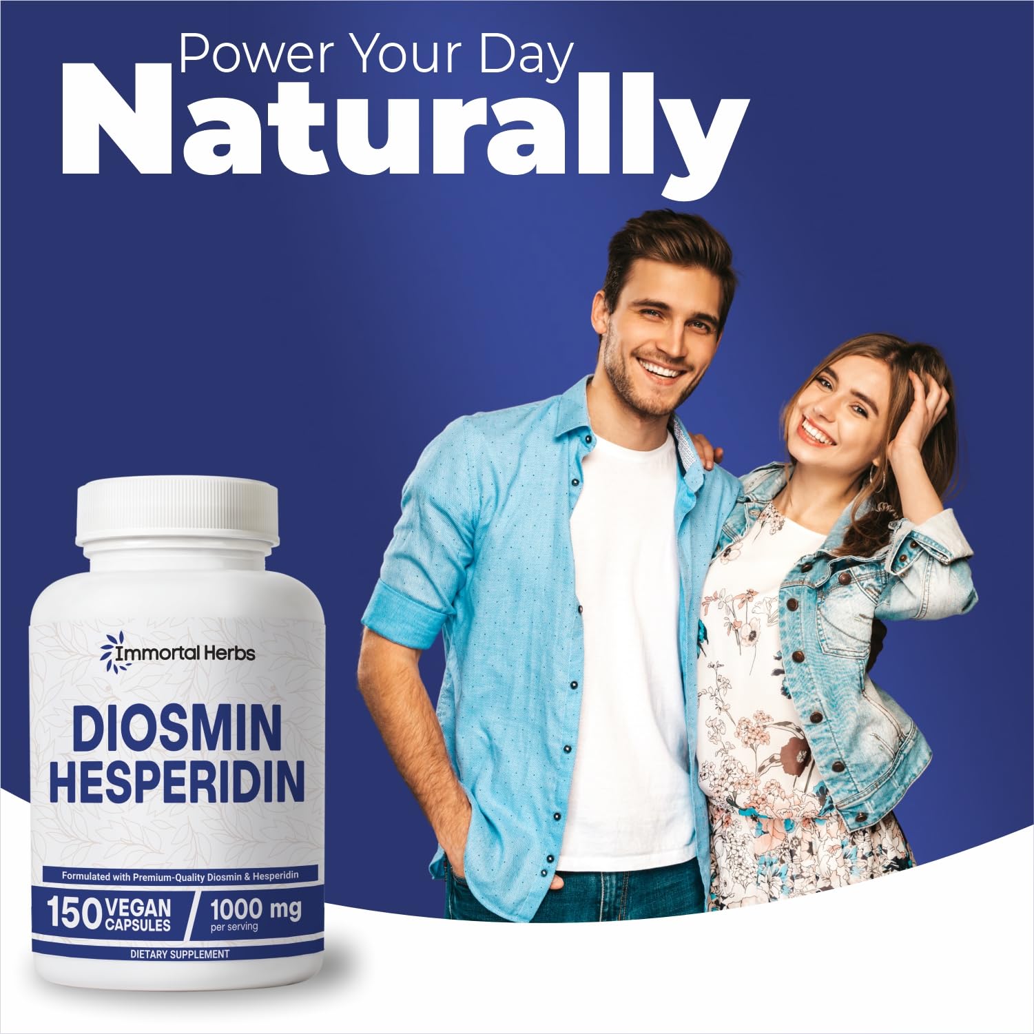 Immortal Herbs Diosmin Hesperidin 1000mg Complex, 150 Capsules, Citrus Bioflavonoids Rich Fruit Extract, 100% Vegetarian, Non-GMO & Gluten Free Diosmin Supplement with Max Strength - dailyvitalstore