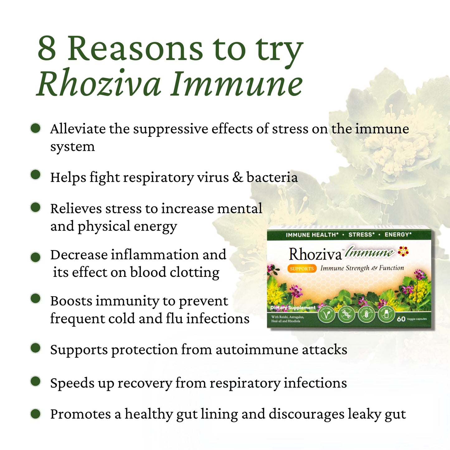 Immune Support, Energy Booster with Vitamin C, D3 and Zinc Supplement, Rhodiola Rosea, Reishi Mushroom Extract, Astragalus, Overall Wellness and Daily Habit - 60 Capsules - dailyvitalstore