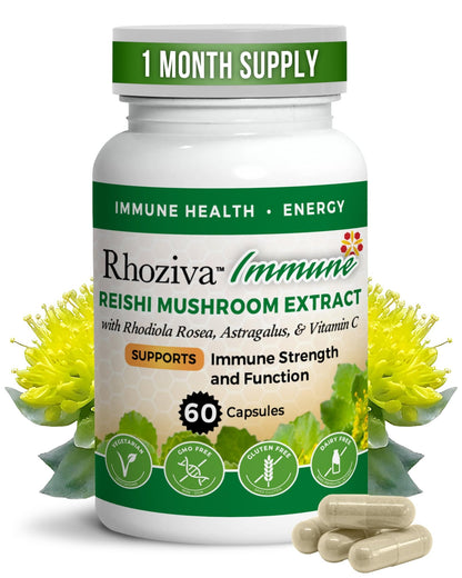 Immune Support, Energy Booster with Vitamin C, D3 and Zinc Supplement, Rhodiola Rosea, Reishi Mushroom Extract, Astragalus, Overall Wellness and Daily Habit - 60 Capsules - dailyvitalstore