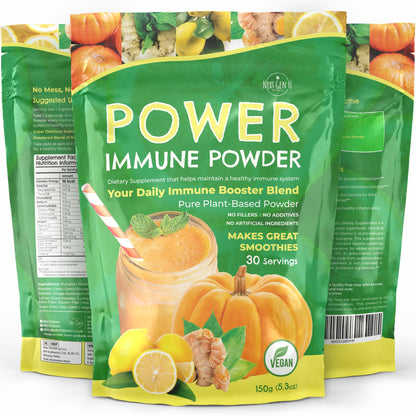 Immune Support - Supplement Powder 150g - Superfood Booster for Adults - Natural Immunity Defense - Daily Drink Mix for Women & Men - Plant Based, Vegan & Gluten Free Smoothie Boost by NextGenU - dailyvitalstore