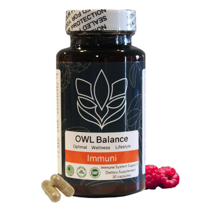 Immuni - Immune Support - Vitamin Supplement for Cold & Flu Relief - Natural Immunity System Booster - Vitamin C & E, Rasberry Fruit Powder, Green Tea Leaf, Olive leaf, and more - 30 Capsules - dailyvitalstore