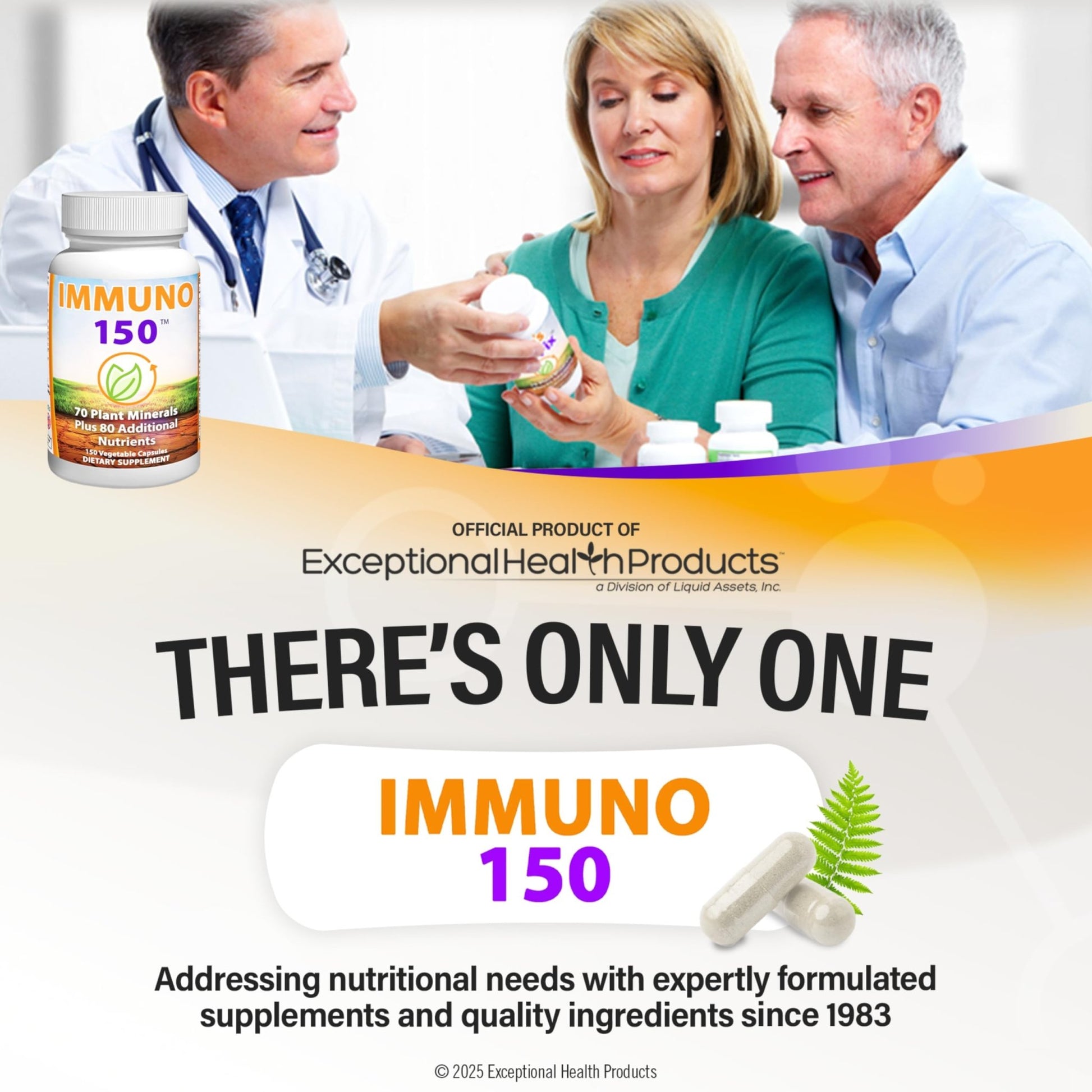 Immuno 150, Immune Support Supplement, Packed with 70 Plant Minerals, 13 Essential Vitamins and 68 Additional Nutrients-150 Vegetable Capsules- Immune Boost for All Age Groups - dailyvitalstore