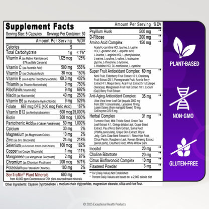 Immuno 150, Immune Support Supplement, Packed with 70 Plant Minerals, 13 Essential Vitamins and 68 Additional Nutrients-150 Vegetable Capsules- Immune Boost for All Age Groups - dailyvitalstore