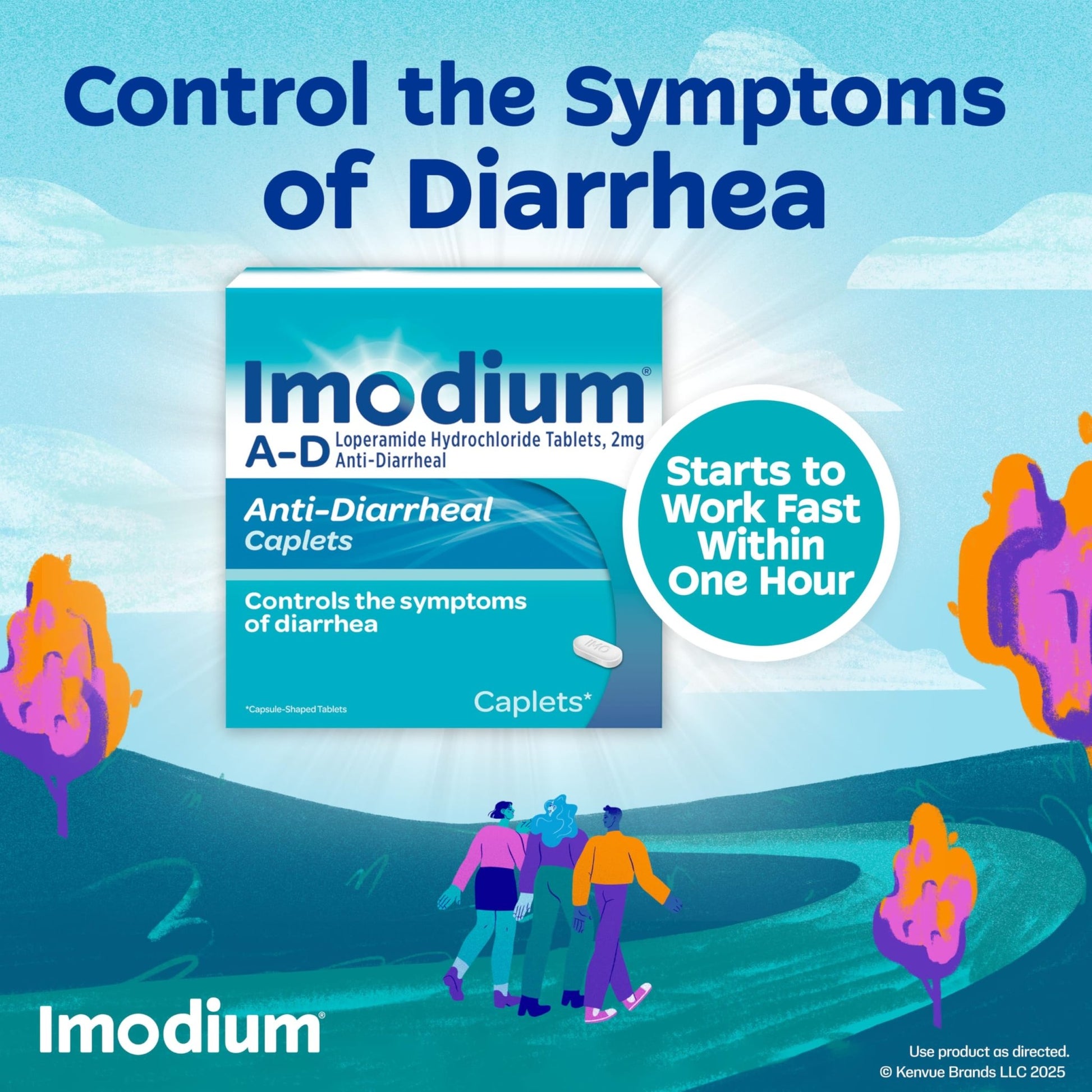 Imodium A-D Diarrhea Relief Caplets with Loperamide HCl, Anti-Diarrheal Medicine to Help Control Symptoms of Diarrhea Due to Acute, Traveler's Diarrhea, HSA/FSA Eligible, 24 ct - dailyvitalstore