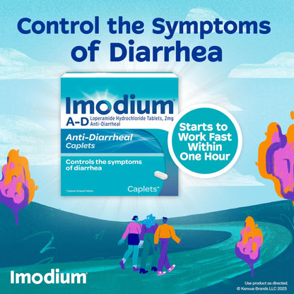 Imodium A-D Diarrhea Relief Caplets with Loperamide HCl, Anti-Diarrheal Medicine to Help Control Symptoms of Diarrhea Due to Acute, Traveler's Diarrhea, HSA/FSA Eligible, 24 ct - dailyvitalstore