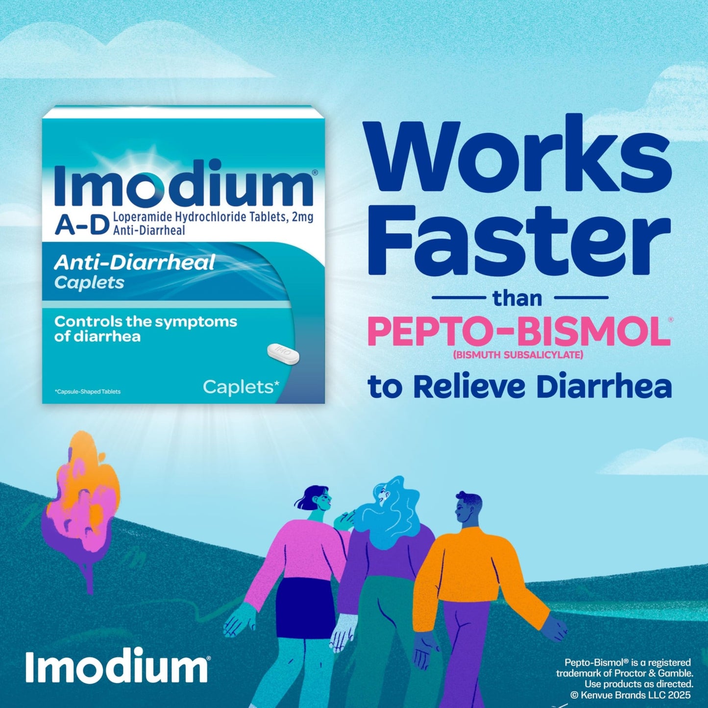 Imodium A-D Diarrhea Relief Caplets with Loperamide HCl, Anti-Diarrheal Medicine to Help Control Symptoms of Diarrhea Due to Acute, Traveler's Diarrhea, HSA/FSA Eligible, 24 ct - dailyvitalstore