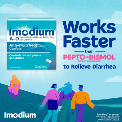 Imodium A-D Diarrhea Relief Caplets with Loperamide HCl, Anti-Diarrheal Medicine to Help Control Symptoms of Diarrhea Due to Acute, Traveler's Diarrhea, HSA/FSA Eligible, 24 ct - dailyvitalstore