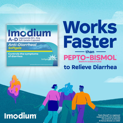 Imodium A-D Fast-Acting Anti-Diarrheal Softgels, Loperamide HCl 2 mg, Travel Essential Diarrhea Relief Medicine for Adults, 24 Count, Anti Diarrhea Pills,Easy to Swallow, for Ages 12+ - dailyvitalstore