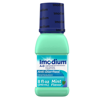 Imodium A-D Liquid Anti-Diarrheal Medicine with Loperamide HCl to Help Control Symptoms of Diarrhea Due to Acute, Traveler's Diarrhea, Mint Flavor, 8 fl. oz - dailyvitalstore