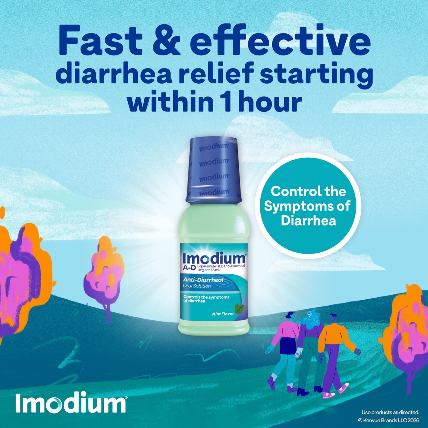Imodium A-D Liquid Anti-Diarrheal Medicine with Loperamide HCl to Help Control Symptoms of Diarrhea Due to Acute, Traveler's Diarrhea, Mint Flavor, 8 fl. oz - dailyvitalstore