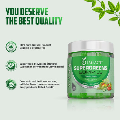 IMPACT Fiber Gummies for Adults, Women & Kids – Supergreens Veggies Daily High Fiber Gummies, for Gut Health & Immunity, Vegetarian Gummy Fiber Supplement, - dailyvitalstore