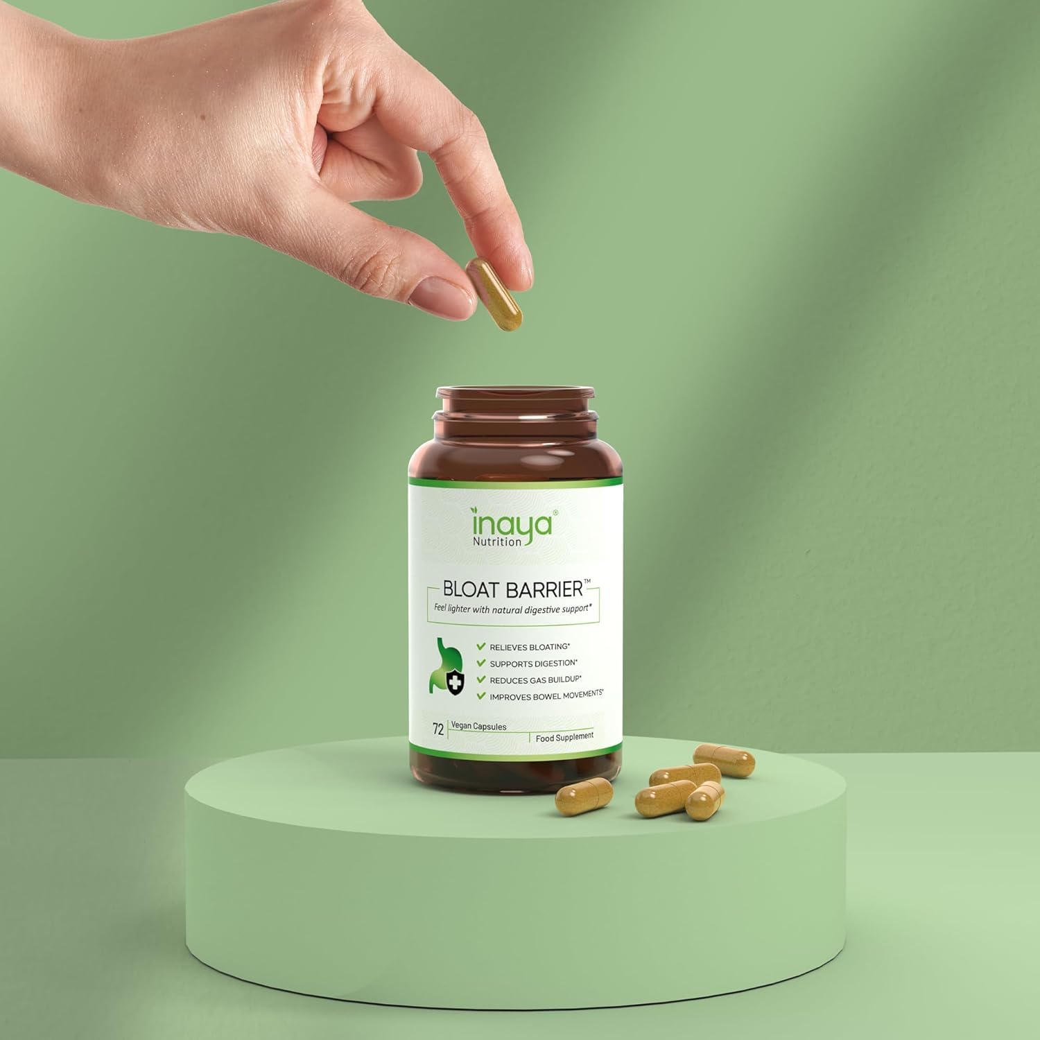 Inaya Nutrition BloatBarrier 72 Capsules - Natural Digestion and Bloating Supplement for Stomach Bloating Relief, Gas Reduction, and Improved Bowel Movements - dailyvitalstore